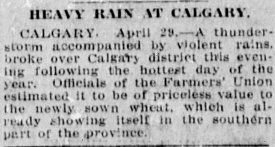 Newspaper crop headed HEAVY RAIN AT CALGARY
